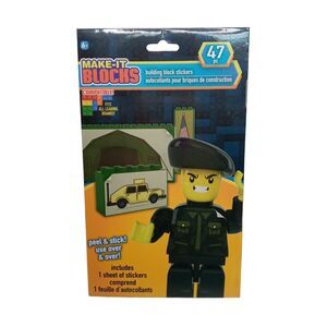 Make-It Blocks Army Sticker Decals Set 47 Pc Compatible Building Brick Brands